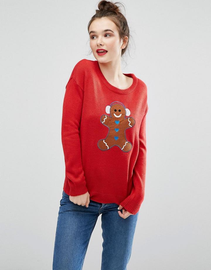 Brave Soul Gingie Holidays Sweater - Red
