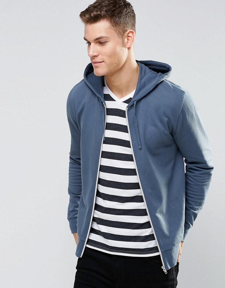 Asos Zip Up Hoodie - Washed Airforce Blue