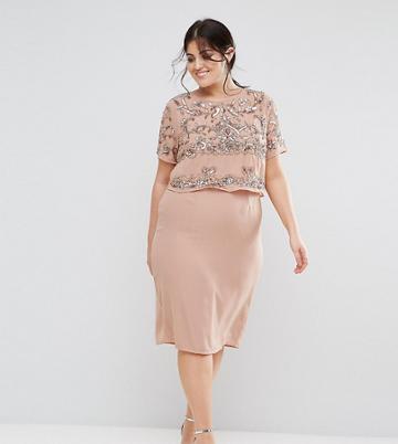 Lovedrobe Luxe Double Layer Embellished Shift Dress - Pink