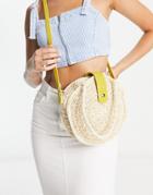 Svnx Circle Straw Cross Body In Beige-neutral