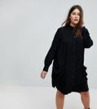 Asos Curve Shirt Midi Dress With Drape Pockets - Black
