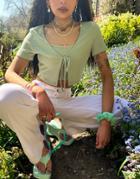 Urban Threads Cami And Knot Front Cardigan Set In Mint-green