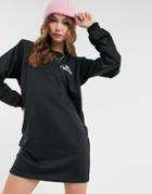 Asos Design Padded Shoulder Mini Sweat Dress In Black With Baby Cheers Logo