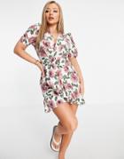 In The Style Frill Hem Mini Dress In Floral Print-multi
