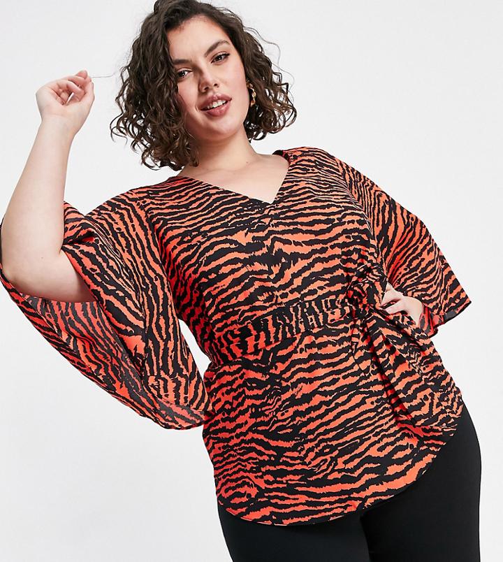 Simply Be Angel Sleeve Blouse-red