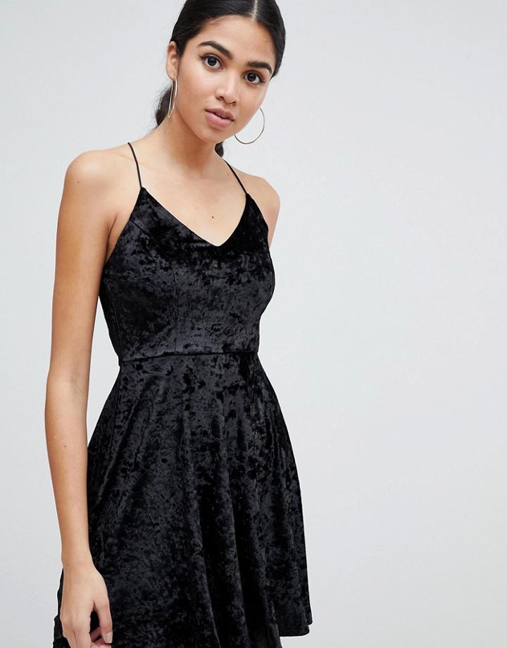 Ax Paris Velvet Skater Dress - Black