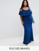 Club L Plus Overlay Maxi Dress With Thick Bra Strap - Blue