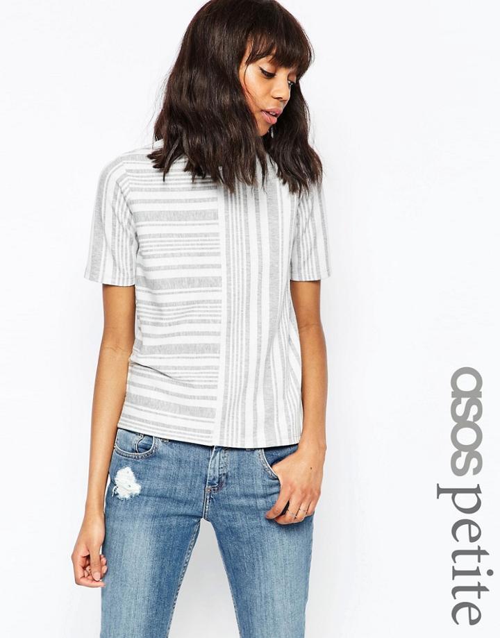 Asos Petite Top In Cut About Stripe - Mono