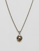 Asos Necklace With Hand And Stone Pendant - Gold