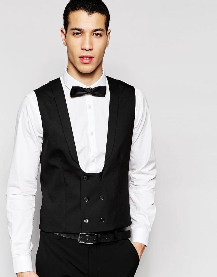 Selected Homme Skinny Wedding Vest With Stretch - Black