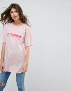 Asos T-shirt In Je T'aime Print - Pink