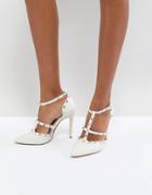 Dune London Bridal Studded Court Shoe With Pointed Toe And Caging Detail - Cream