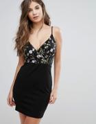 Parisian Embroidered Cami Dress - Black