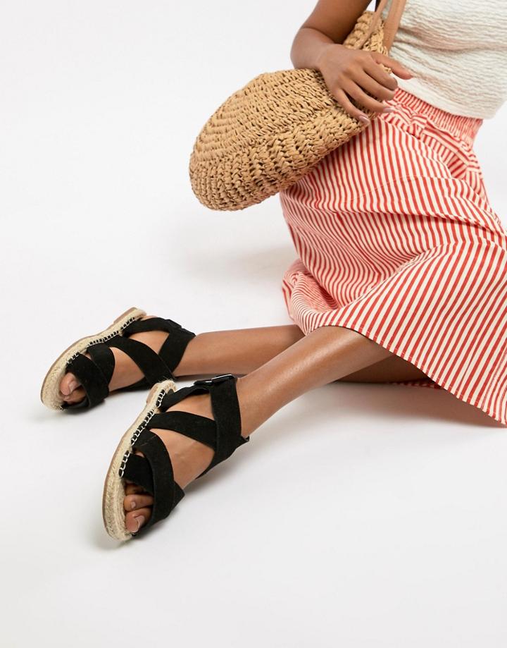 Asos Design Jose Suede Espadrille Sandals - Black