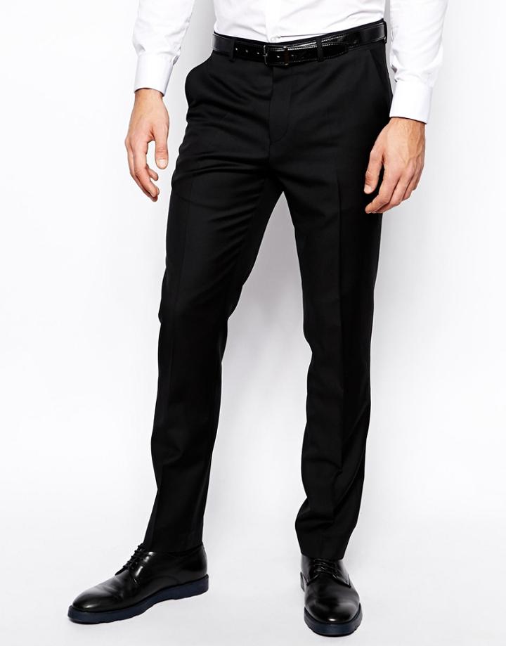 Asos Slim Fit Wool Rich Pants - Black