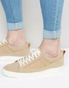 Asos Sneakers In Stone Faux Suede With Snakeskin Effect - Taupe