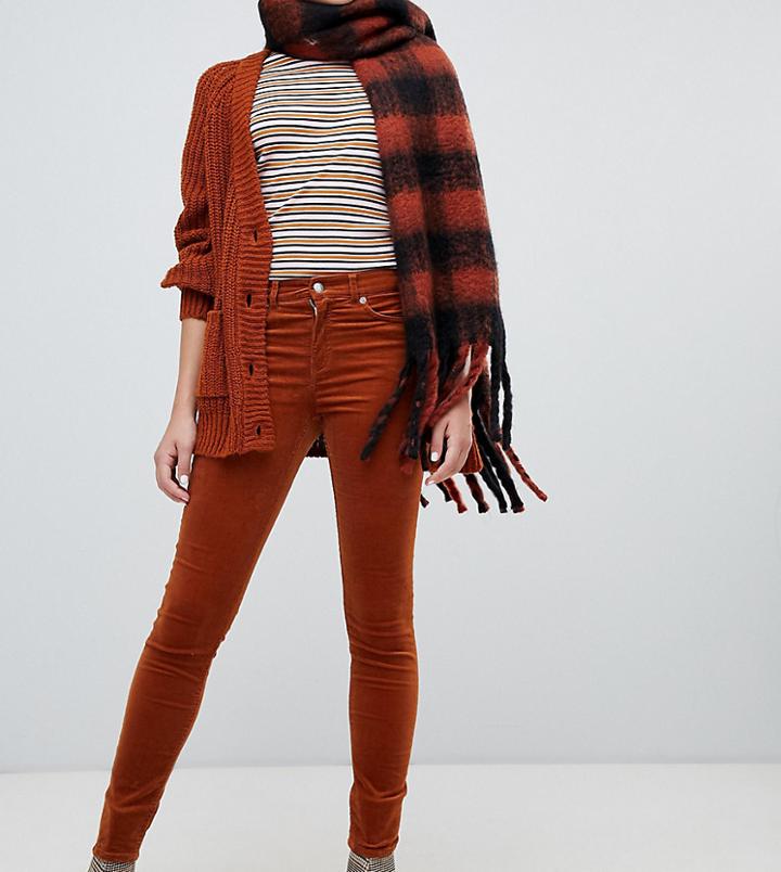 Monki Skinny Cord Pants In Rust