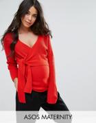 Asos Maternity Sweater With Wrap And Tie - Red