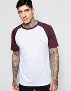 Farah T-shirt With Contrast Raglan Sleeves Slim Fit Exclusive - Bordeaux