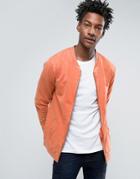 Troy Bomber Sweat In Washed Rust - Tan
