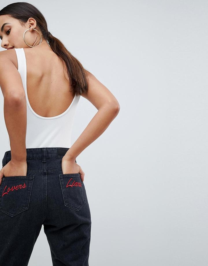 Liquor N Poker Straight Leg Jean With Embroidery Back Pocket - Blue