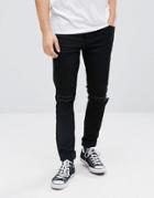 Dr Denim Clark Black Ripped Slim Jeans - Black