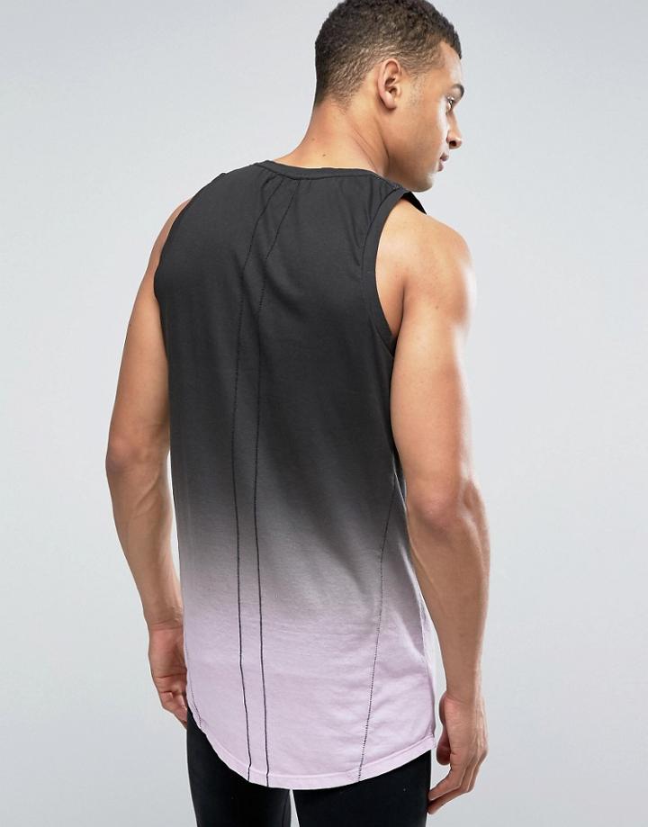 Religion Longline Tank With Color Fade - Black