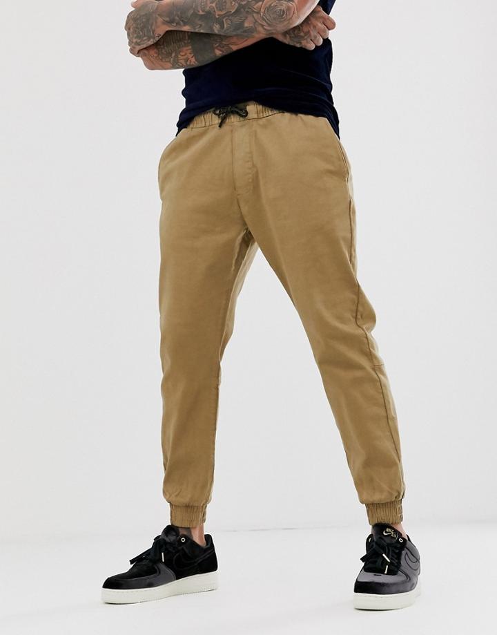 Bershka Chino Sweatpants In Camel-beige