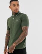 Armani Exchange Small Logo Polo In Khaki-green