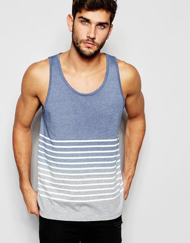 Asos Relaxed Stripe Tank With Dip Dye