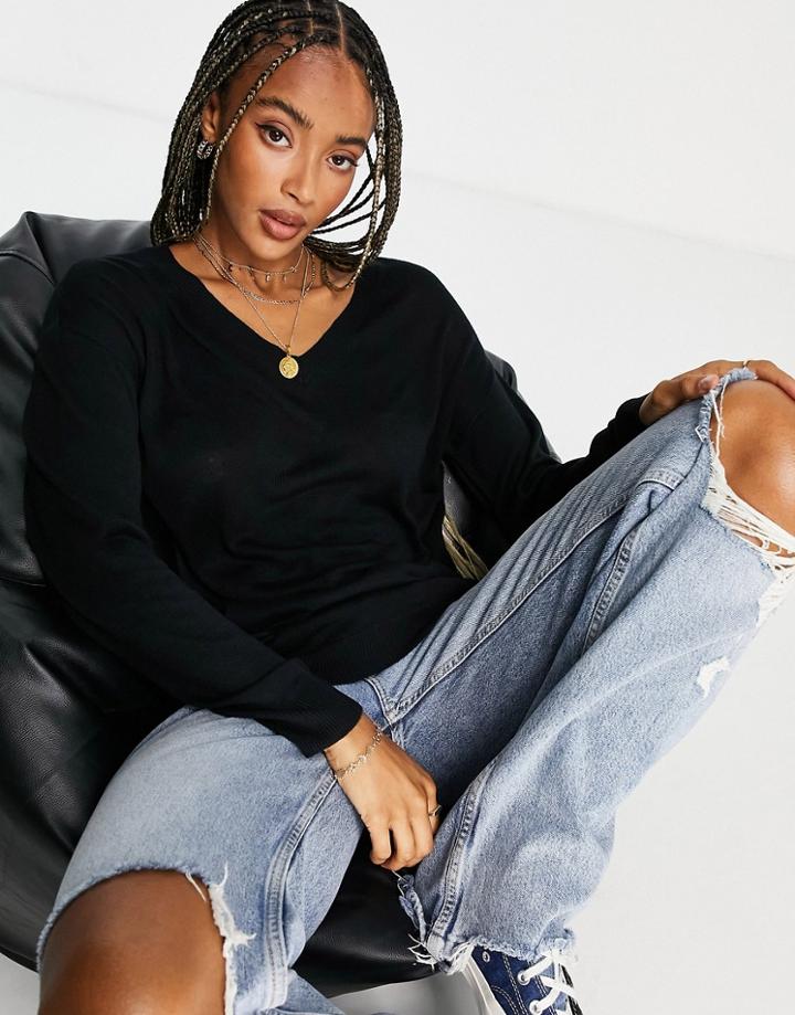 Vero Moda V Neck Sweater In Black