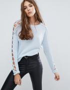 Vero Moda Lattice Detail Sweater - Blue