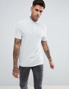 New Look Slim Textured Polo In Light Gray - Gray