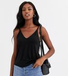 Asos Design Tall Formal Cami With V Front And Back In Lyocel In Black