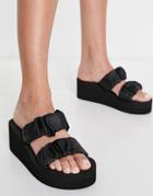 Truffle Collection Scrunchie Flatform Mule Sandals In Black