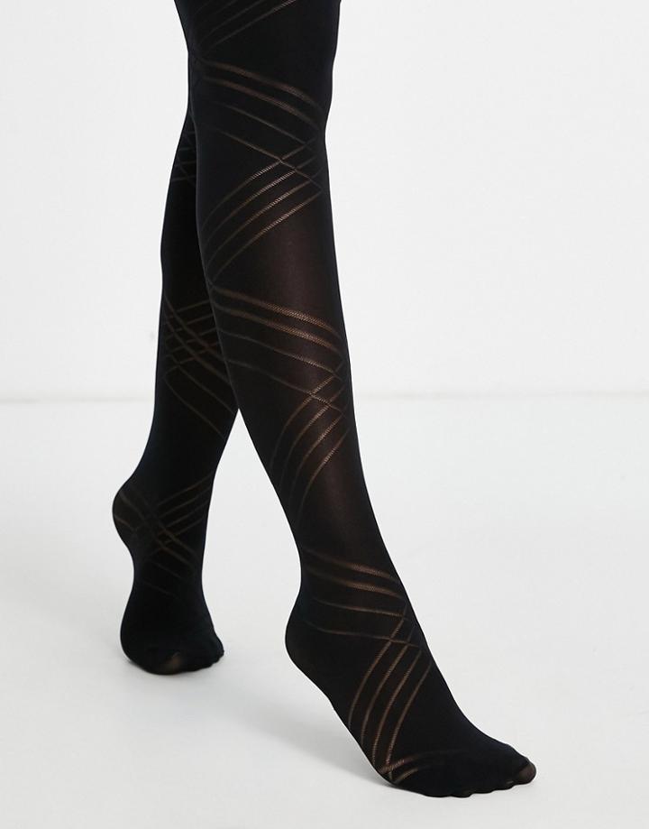 Pretty Polly Diagonal Opaque Tights In Black