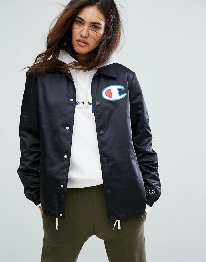 Champion Coach Jacket With Chest Logo - Black