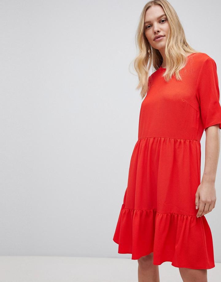 Y.a.s Sadur Tiered Shift Dress - Red