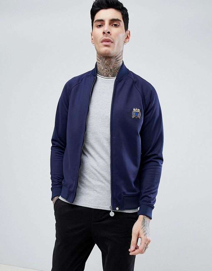 Pretty Green Seafire Zip Tricot Track Jacket In Navy - Navy