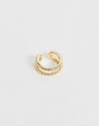 Asos Design Ear Cuff In Double Row Engraved Design In Gold Tone - Gold