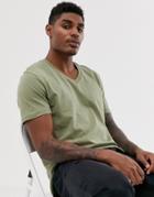 Asos Design T-shirt With V Neck In Green