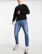 Asos Design Classic Rigid Jeans In Vintage Mid Wash Blue Containing Hemp-blues