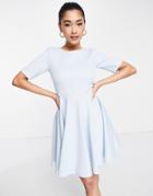 Closet London Scuba Mini Prom Dress With Sleeves In Light Blue