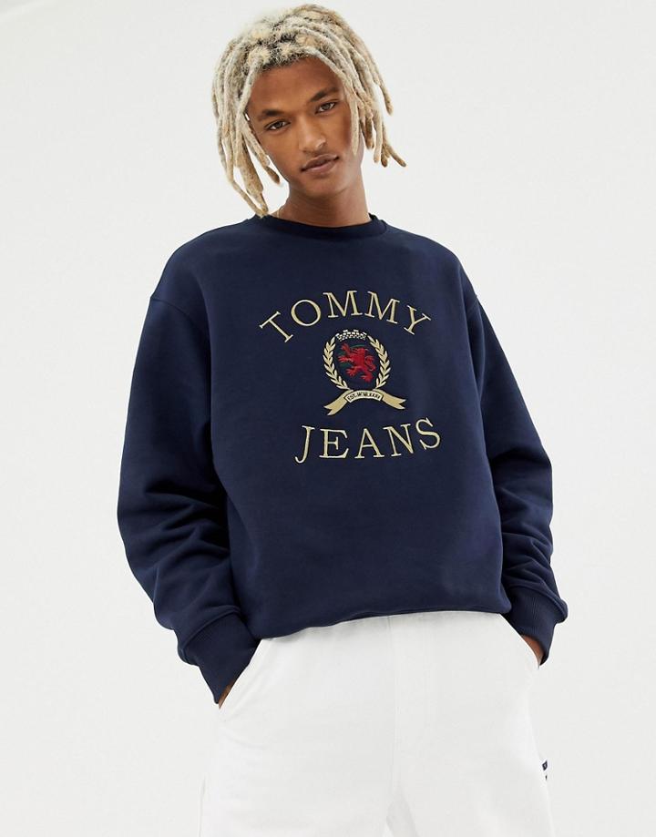 Tommy Jeans 6.0 Limited Capsule Crew Neck Sweatshirt With Crest Logo In Navy - Navy