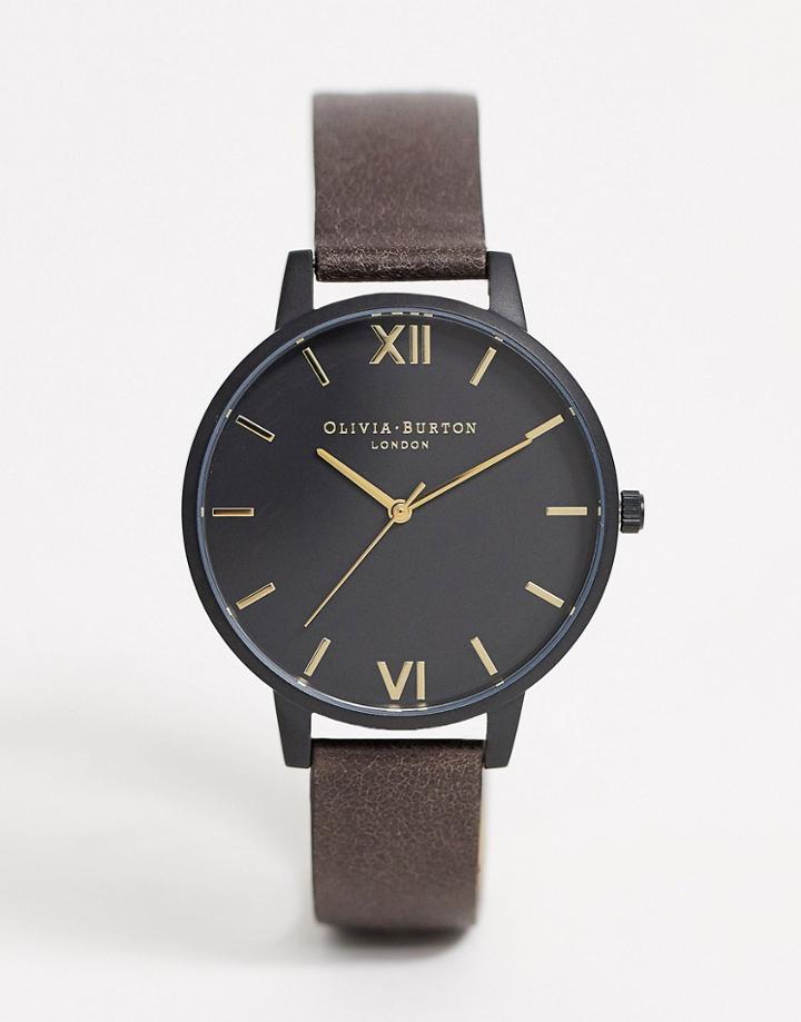 Olivia Burton Shoreditch Leather Watch In Brown
