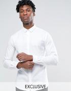 Heart & Dagger Skinny Shirt In Herringbone Shirt With Point Collar - White