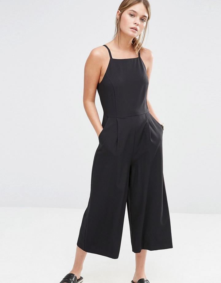 New Look Crepe Culotte Jumpsuit - Black