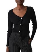 Cotton: On Ribbed Asymmetric Cardigan In Black