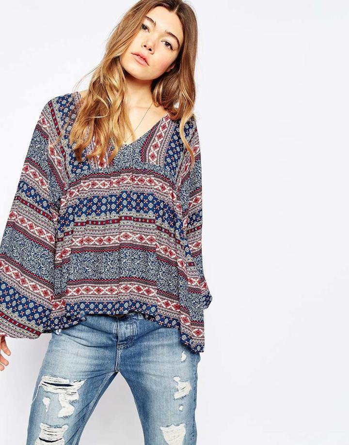 Only Long Sleeve Festival Top - Navy Blazer