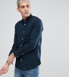 Selected Homme Slim Fit Shirt In Ditsy Print - Navy